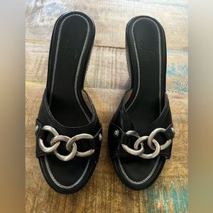 COLE HAAN WEDGES BLACK LEATHER